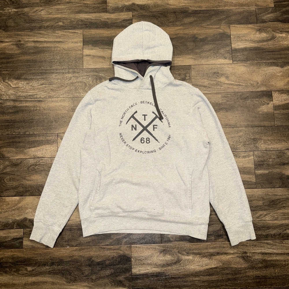 The North Face Pullover Graphic Hoodie Long-Sleeve Men's Size Medium Light Grey